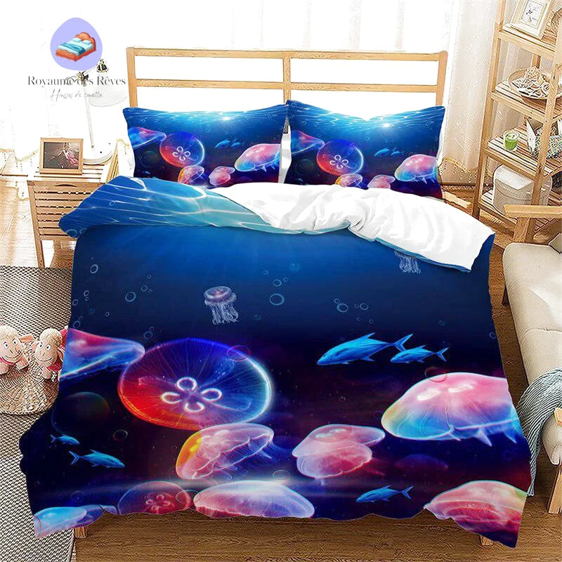 Copripiumino con meduse oceaniche