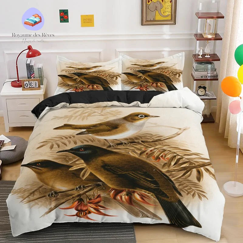 Housse de Couette Oiseau Fauvette à Tête Noir