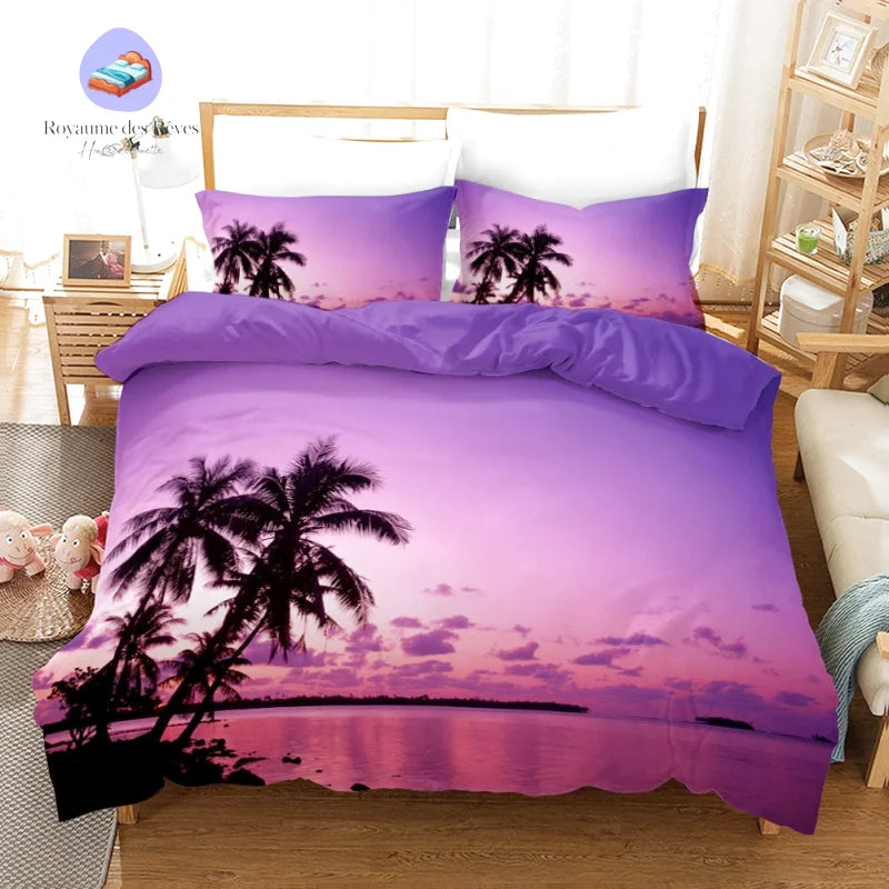 Housse de Couette Palmier Violet
