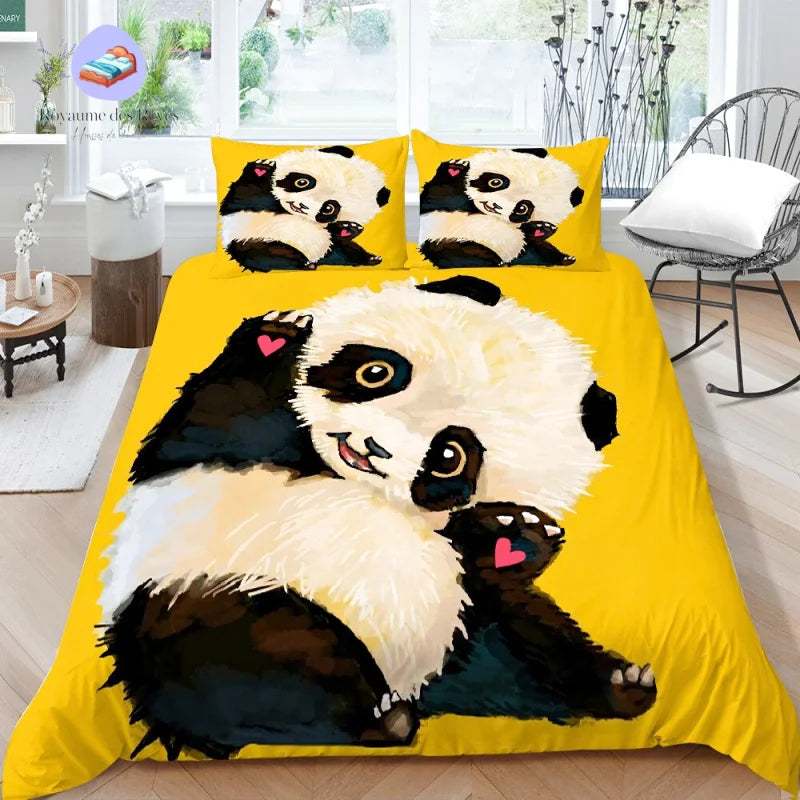 Housse de Couette Panda Cœur