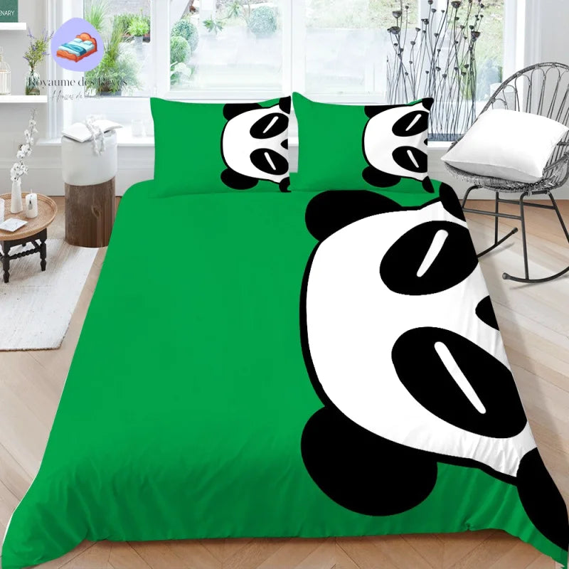 Housse de Couette Panda Vert