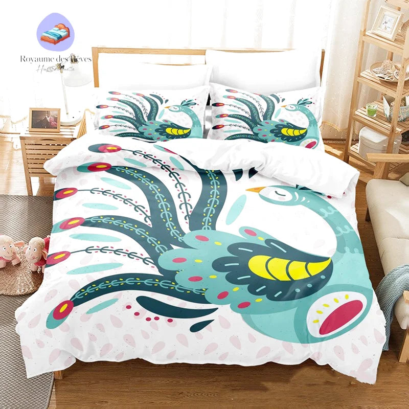 Housse de Couette Paon 1 Personne
