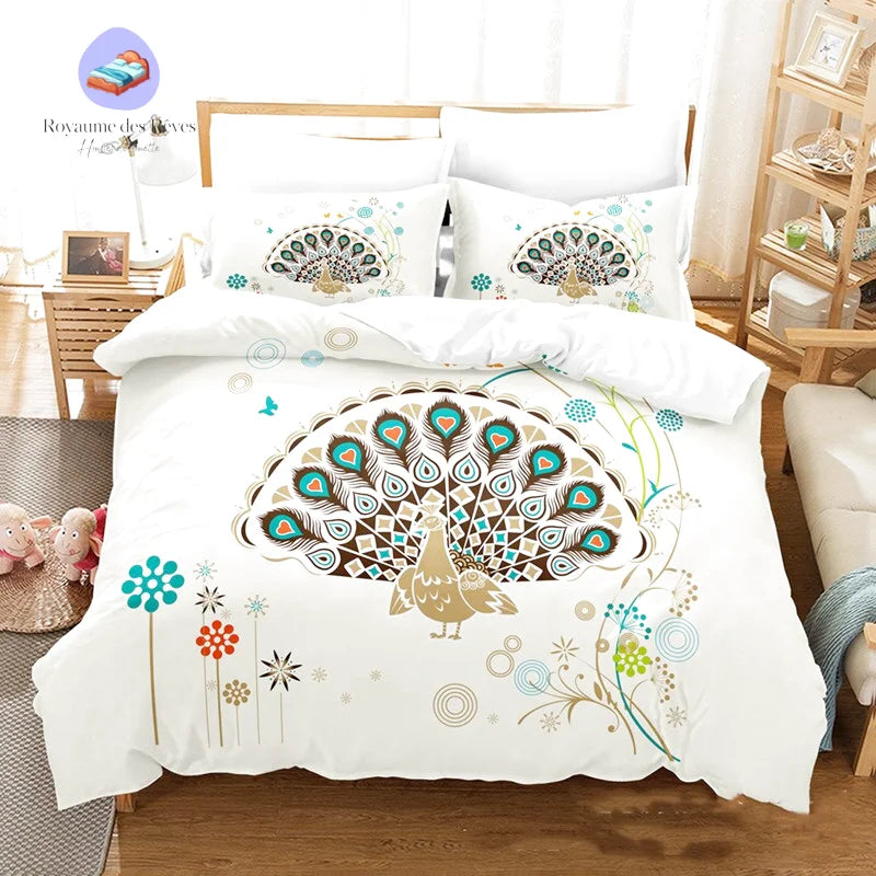 Housse de Couette Paon Blanc des Vosges