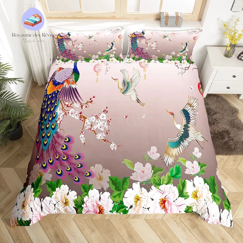 Housse de Couette Paon Japon