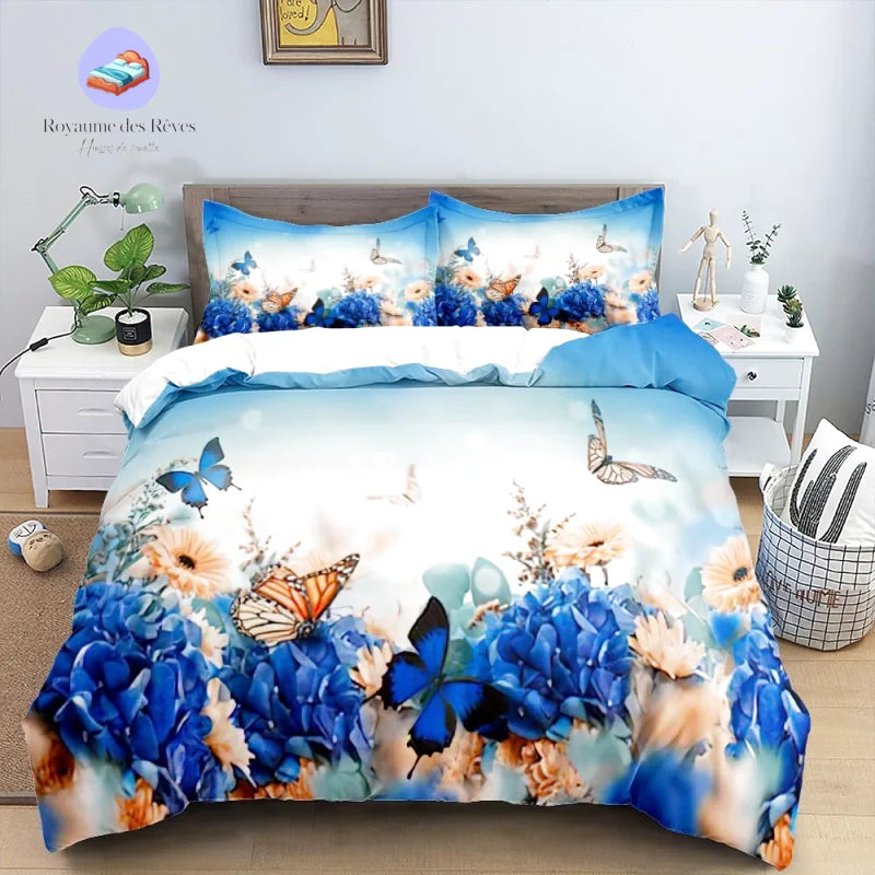 Housse de Couette Papillon Bleu