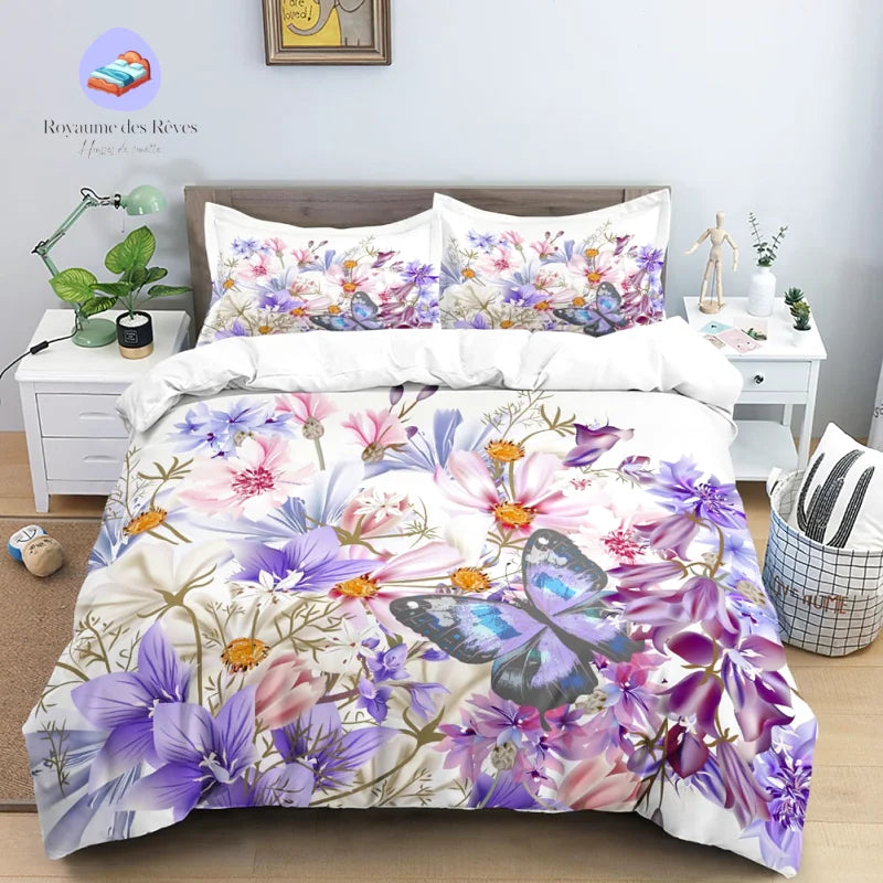 Housse de Couette Papillon Fleurie