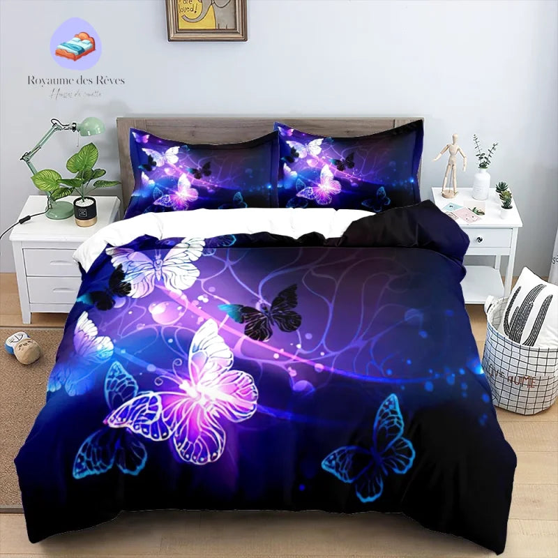 Housse de couette et deux taies coton (240 cm) Family Home Grise Housse de couette et deux taies coton (240 cm) Family Home Grise