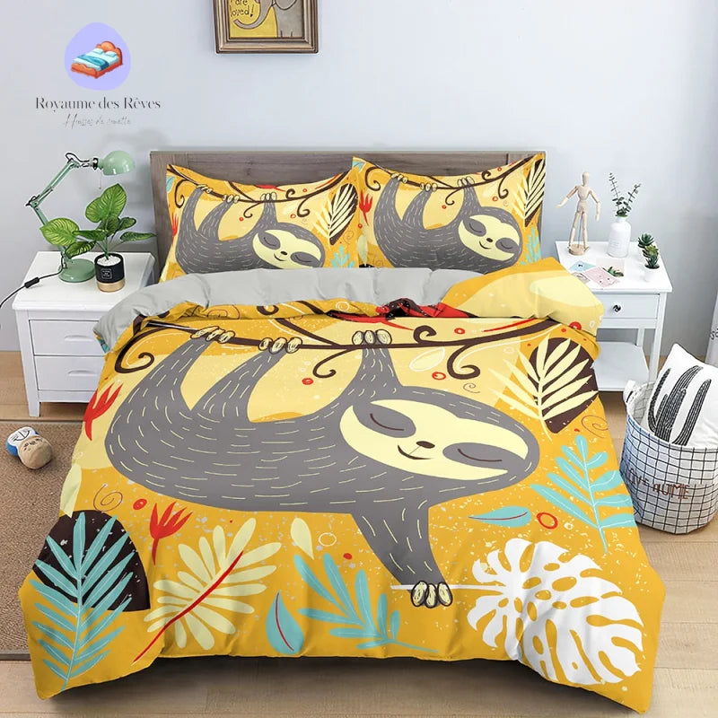 Housse de Couette Paresseux Gris