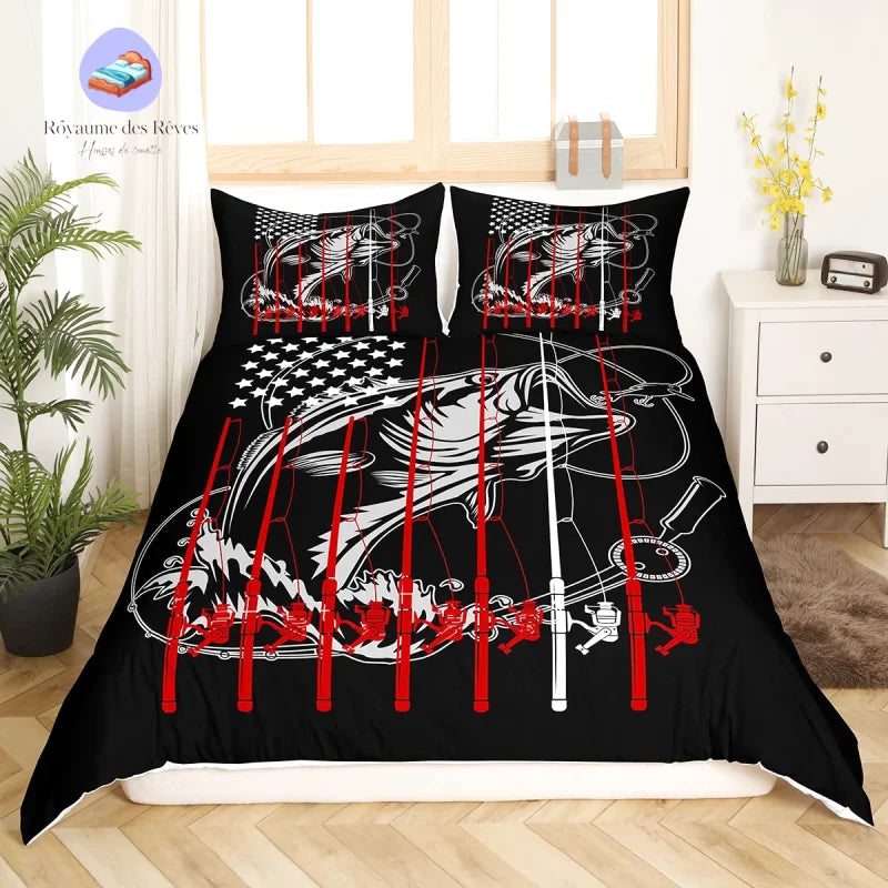 Housse de Couette Pêche Noir