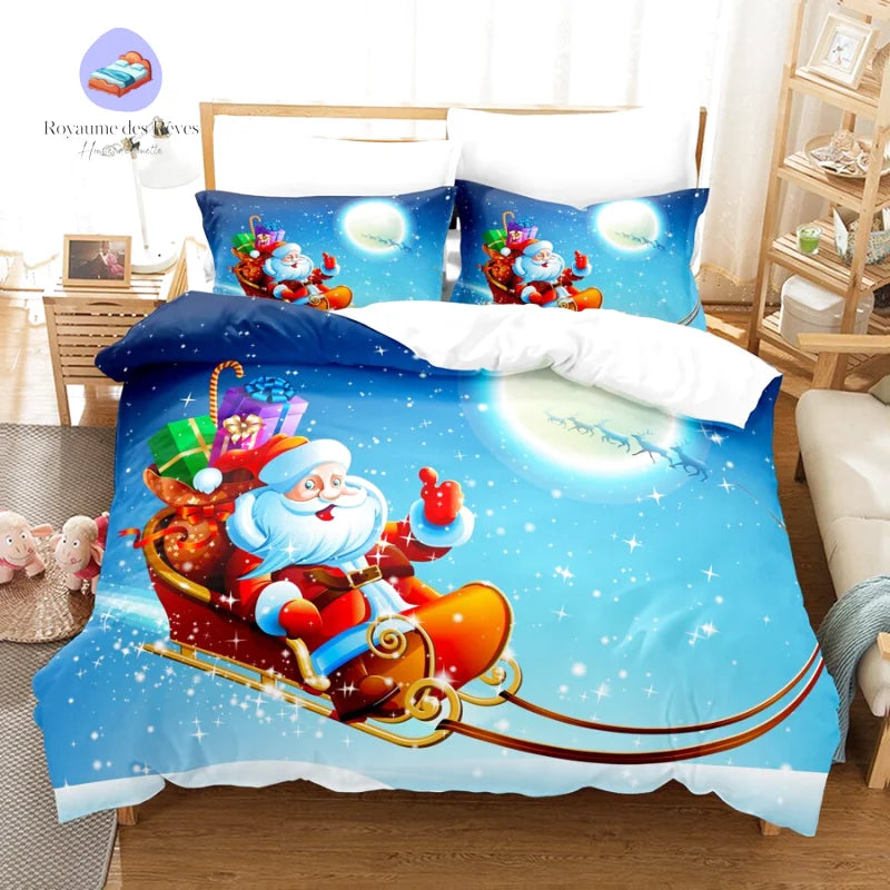 Bettbezug mit Weihnachtsmann im Himmel