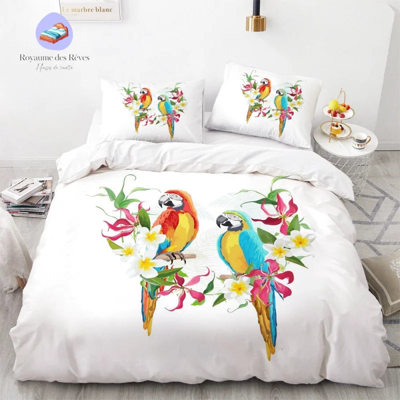 Housse de Couette Perroquet Blanche