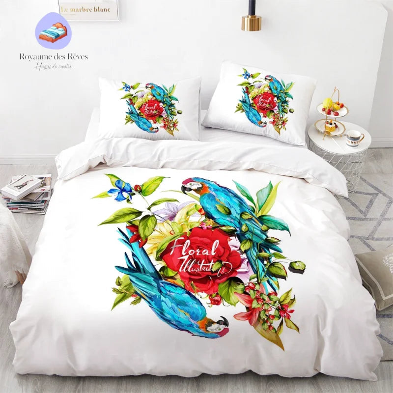 Housse de Couette Perroquets Bleus