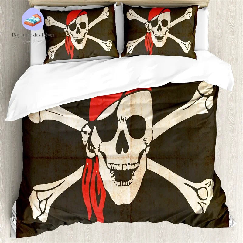 Dekbedovertrek met piratenschedel