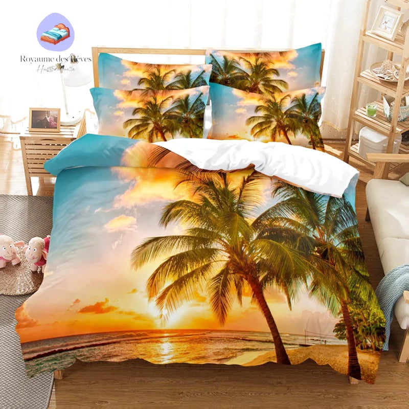 Housse de Couette Plage Couché de Soleil