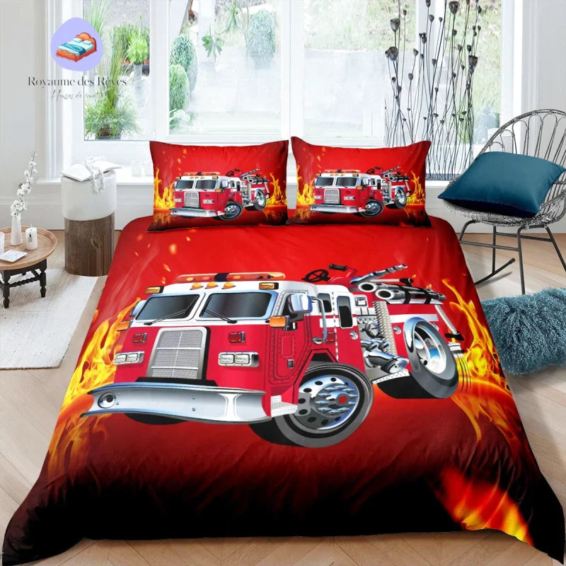 Housse de Couette Pompier Camion