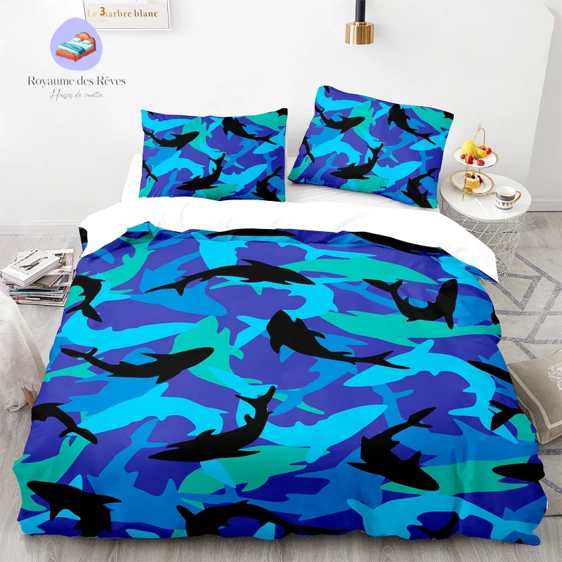 Disegno del copripiumino dello squalo