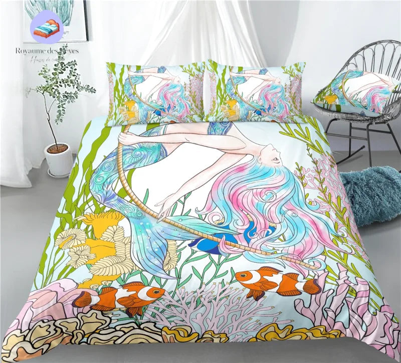 Housse de Couette Sirène Poissons