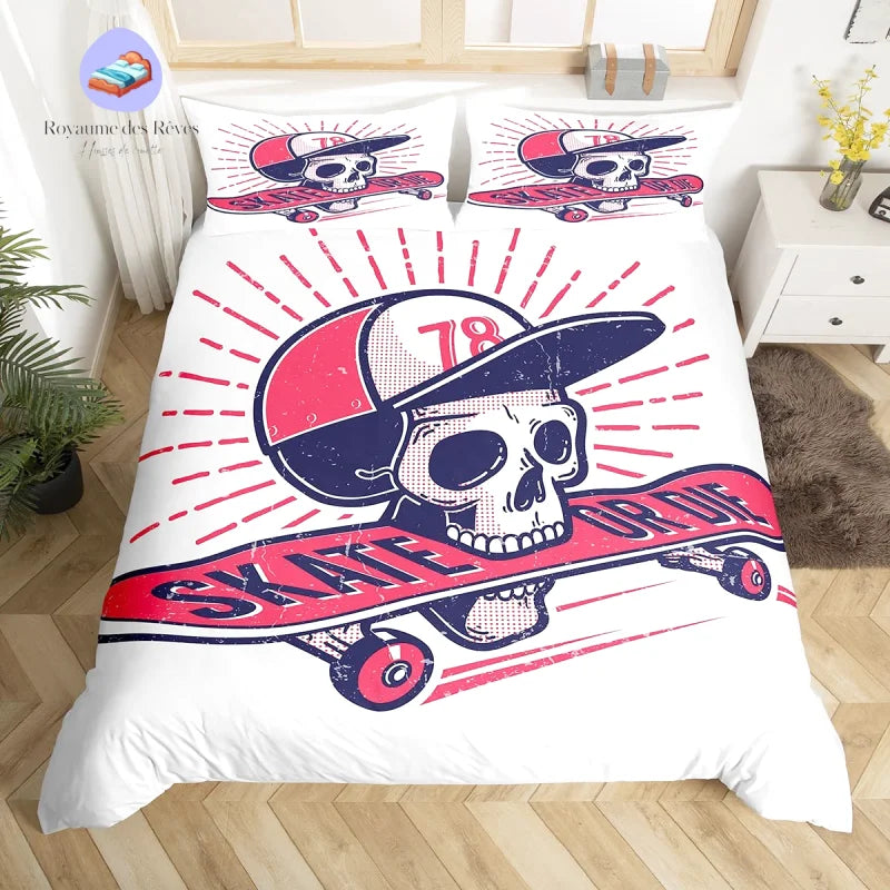 Housse de Couette Skate Tête de Mort