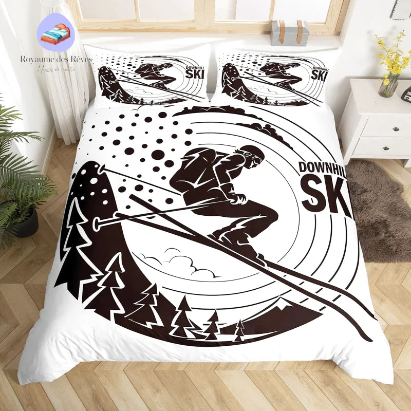 Housse de Couette Ski Noir et Blanc