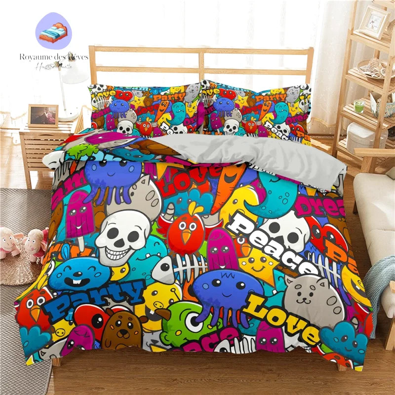 Housse de Couette Tag Peace and Love