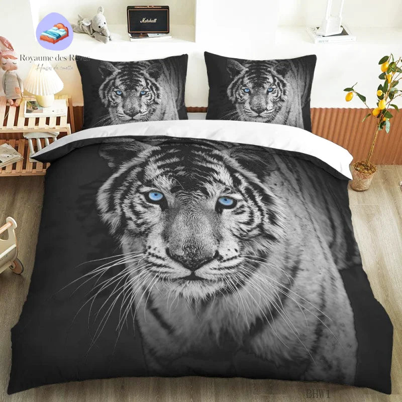 Housse de Couette Tigre Blanc Yeux