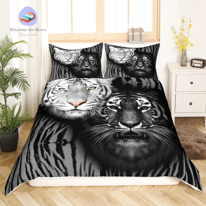 Housse de Couette Tigre Noir et Blanc