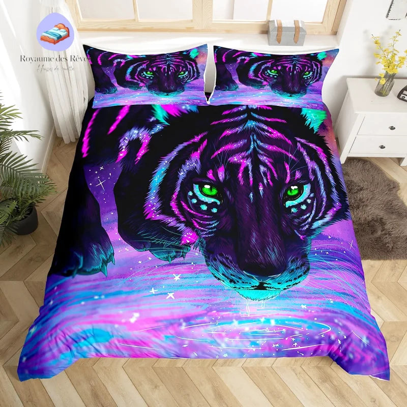 Housse de Couette Tigre Violet