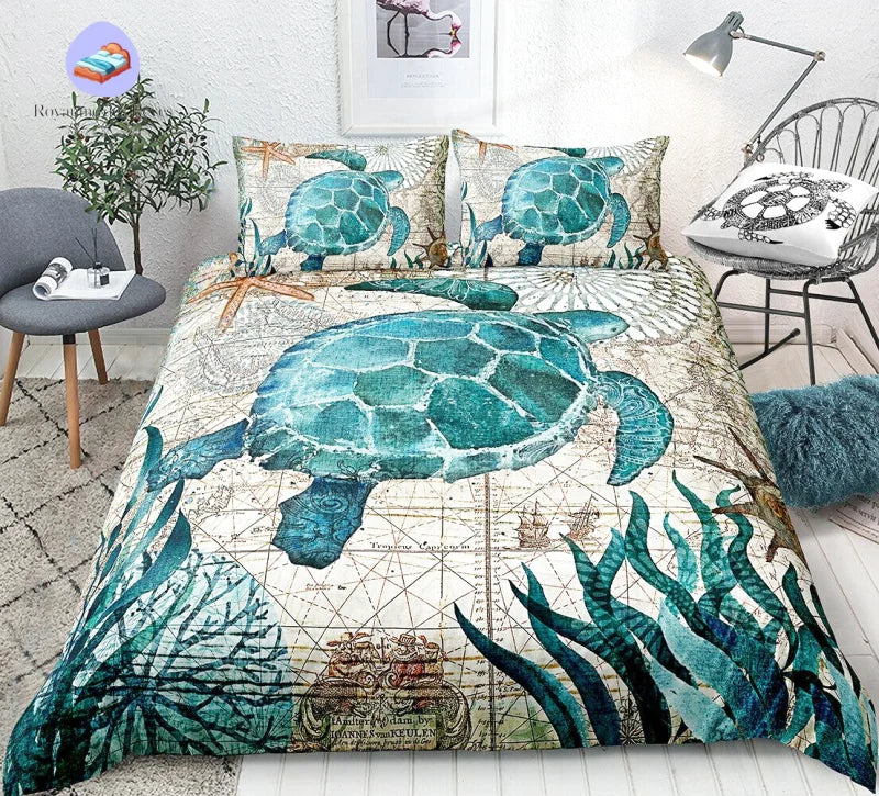 Swimming Turtle Duvet Cover
