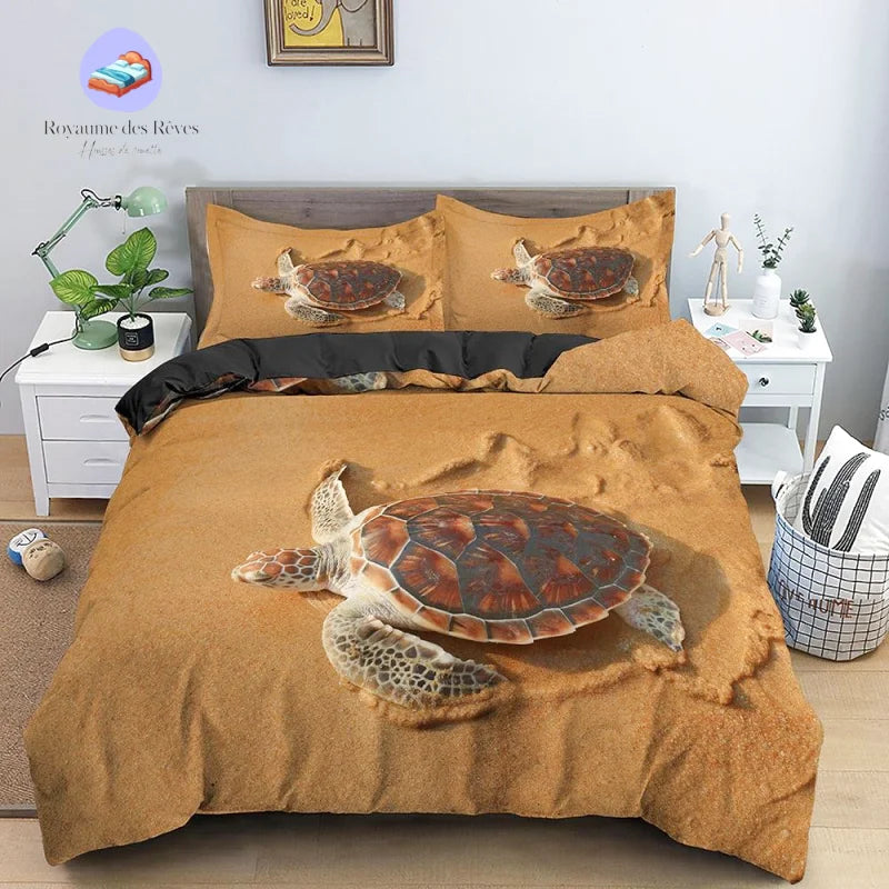Sand Beach Turtle Duvet Cover