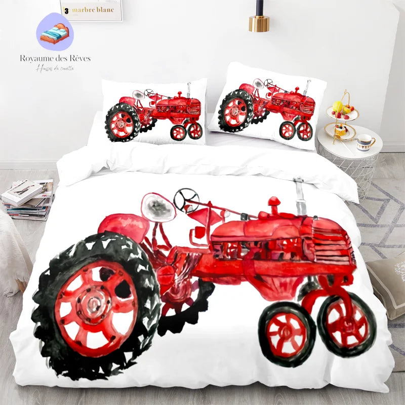 Housse de Couette Tracteur Rouge