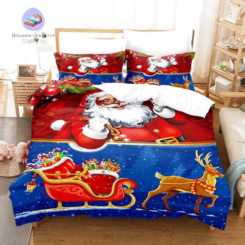 Copripiumino con slitta natalizia