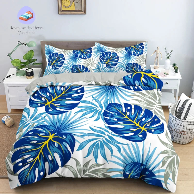 Housse de Couette Tropical Plante Bleue