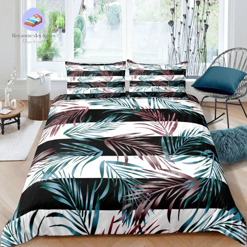 Housse de Couette Tropical à Rayure
