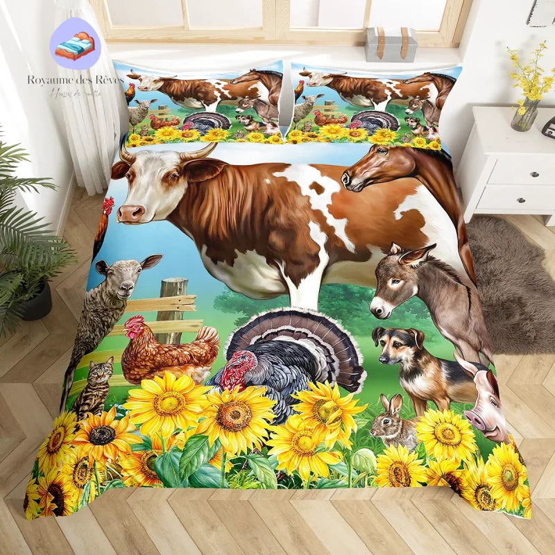 Housse de Couette Vache Campagne