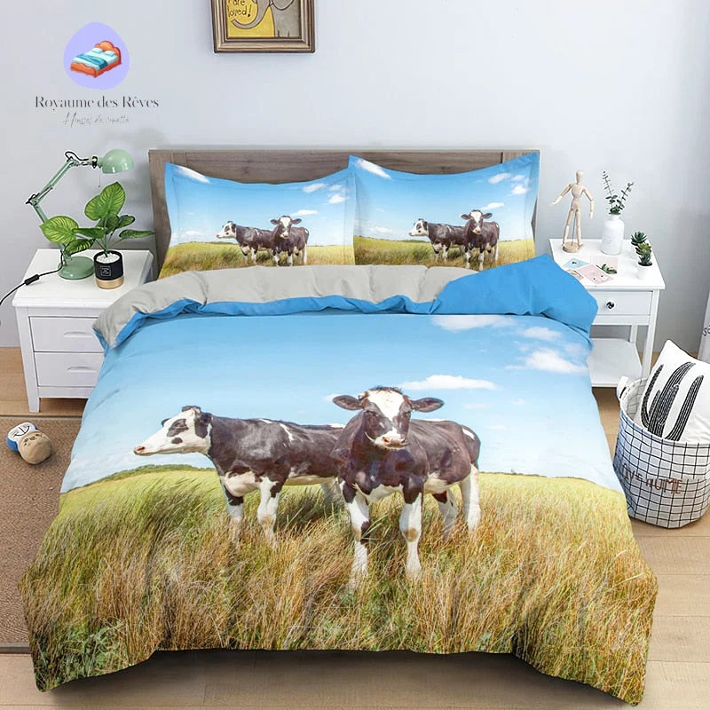 Housse de Couette Vache Champ