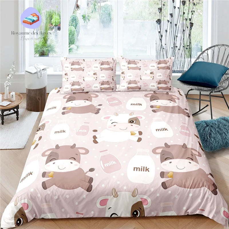Housse de Couette Vache Rose
