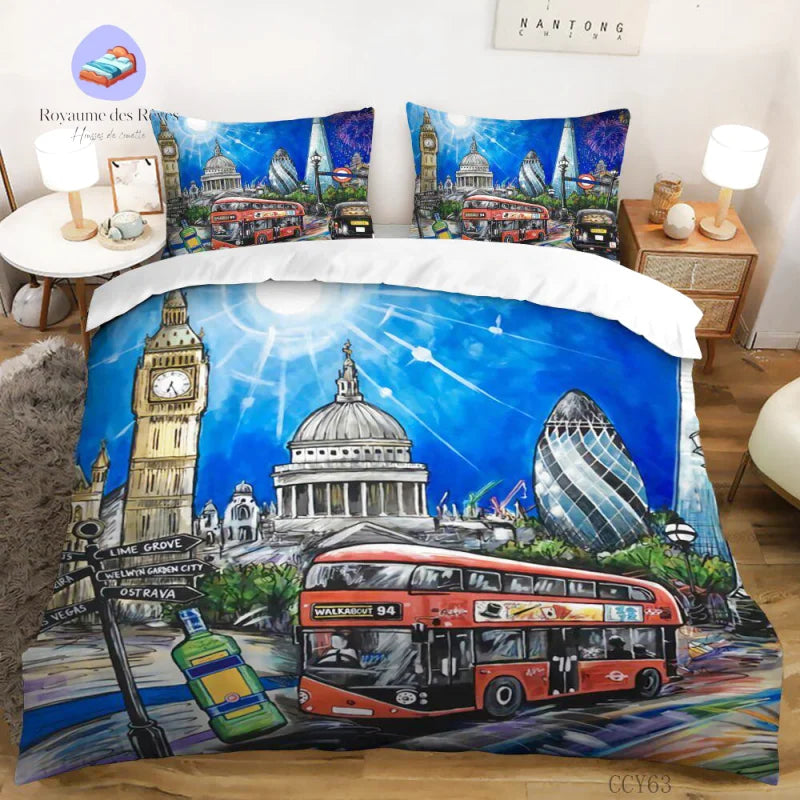 Housse de Couette Ville Londres Bus