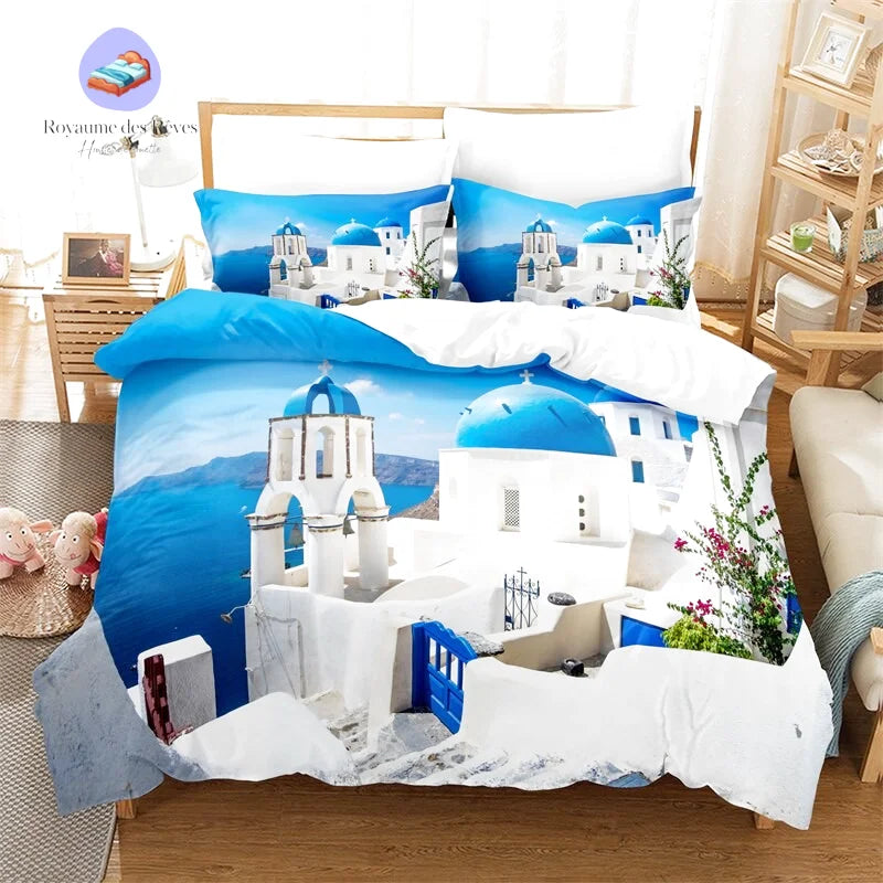 Santorini City Duvet Cover