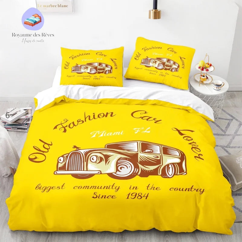 Housse de Couette Voiture Jaune