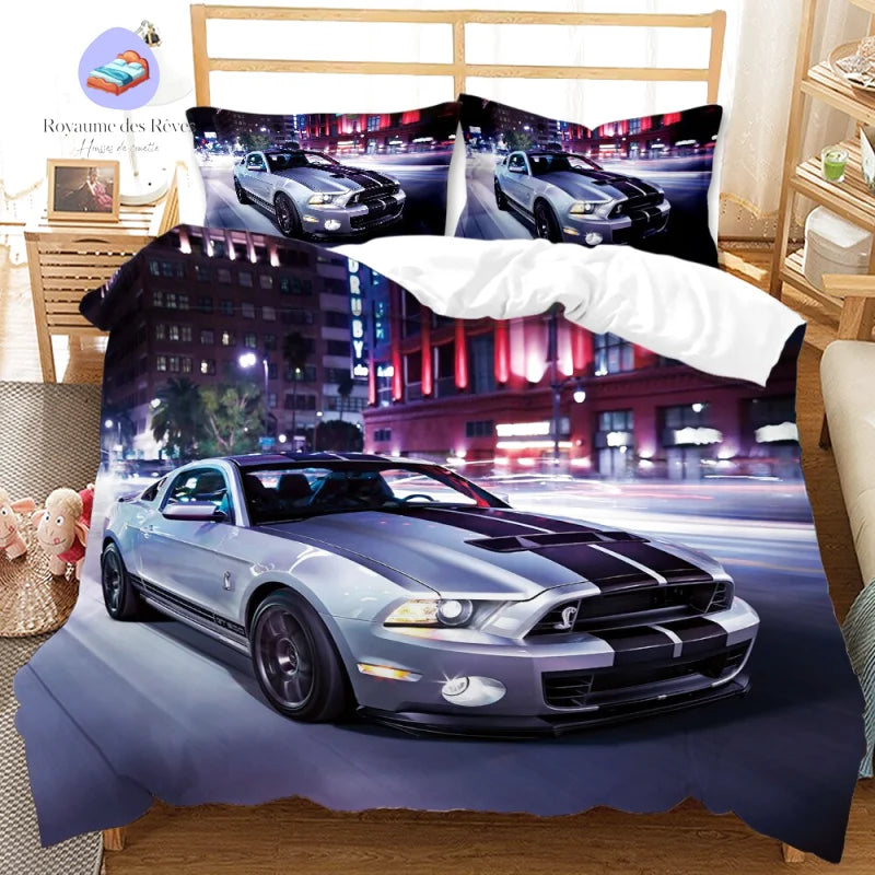 Ford Mustang Beddengoed 135x200 cm 80x80 kussensloop beddengoed Mustang Ford Mustang Beddengoed 135x200 cm 80x80 kussensloop beddengoed Mustang