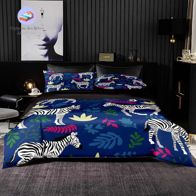 Housse de Couette Zèbre Bleu