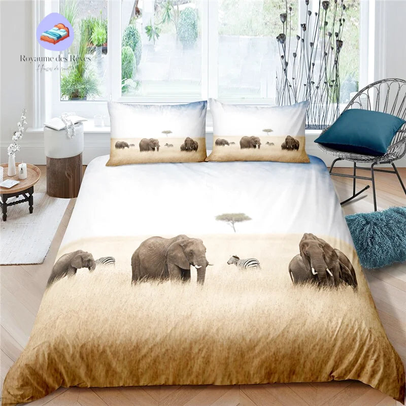 Housse de Couette Zèbre Éléphant