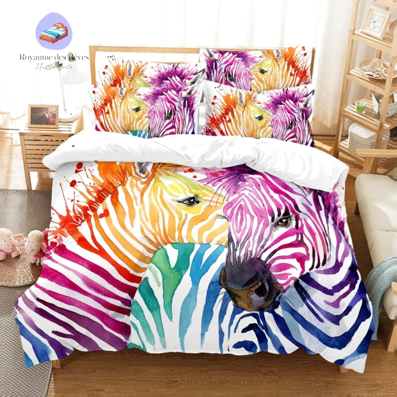 Housse de Couette Zèbres Colorés