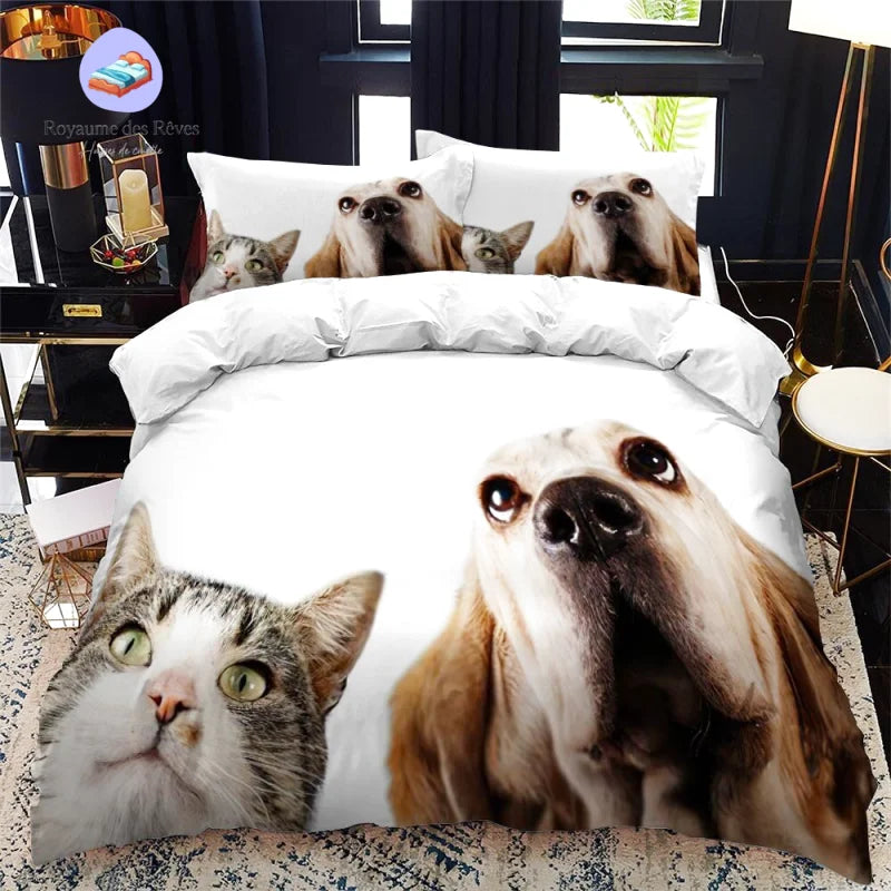 Parure de Lit Chien avec Chat