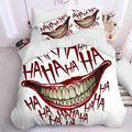 Housse de couette Joker sourire géant et HAHAHA sur fond blanc