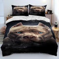 Housse de couette pitbull aux yeux bleus sur fond noir