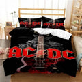 Housse de couette AC/DC logo rouge et guitare sur fond noir