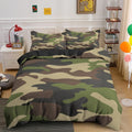 Housse de couette Camouflage Militaire, motif vert kaki et marron classique