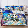 Housse de couette Saint Seiya Seiya, Shiryu, Hyoga et Shun sur fond étoilé