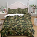 Housse de couette camouflage militaire vert olive à petits motifs